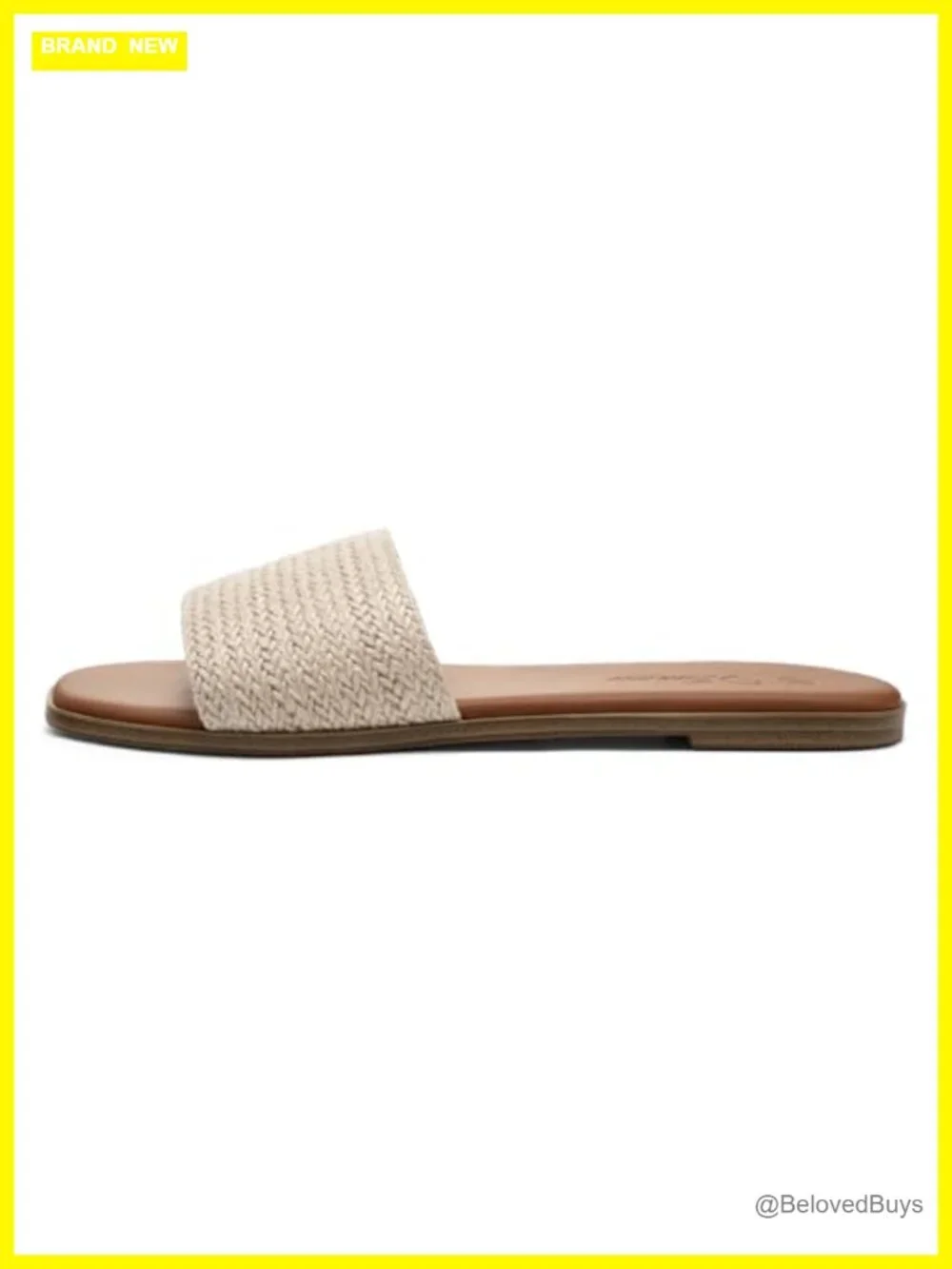 Square Toe Raffia Slide Sandals Women Dressy Flat Summer Slip On